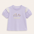 Meisjes T-shirt met Bloemenbordusel en Kanten Rand
