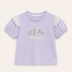 Meisjes T-shirt met Bloemenbordusel en Kanten Rand