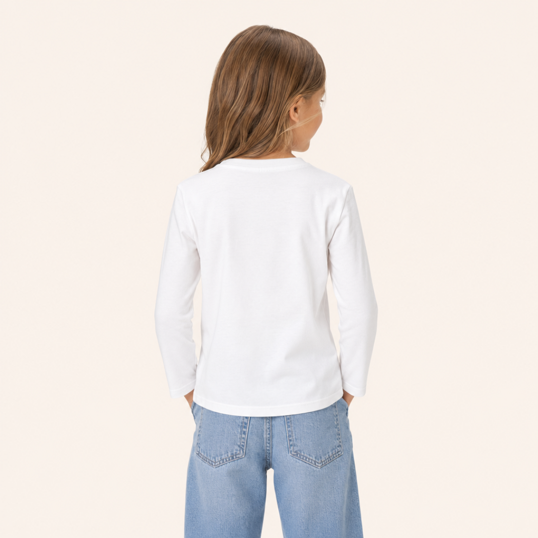 Meisjes Katoenen Longsleeve met Ronde Hals - Model achterkant