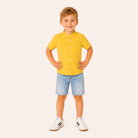 Katoenen Jongensoverhemd met Staande Kraag - 4 Kleuren