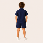 Jongens 2-delige zomerset met katoenen overhemd en shorts – Blauw