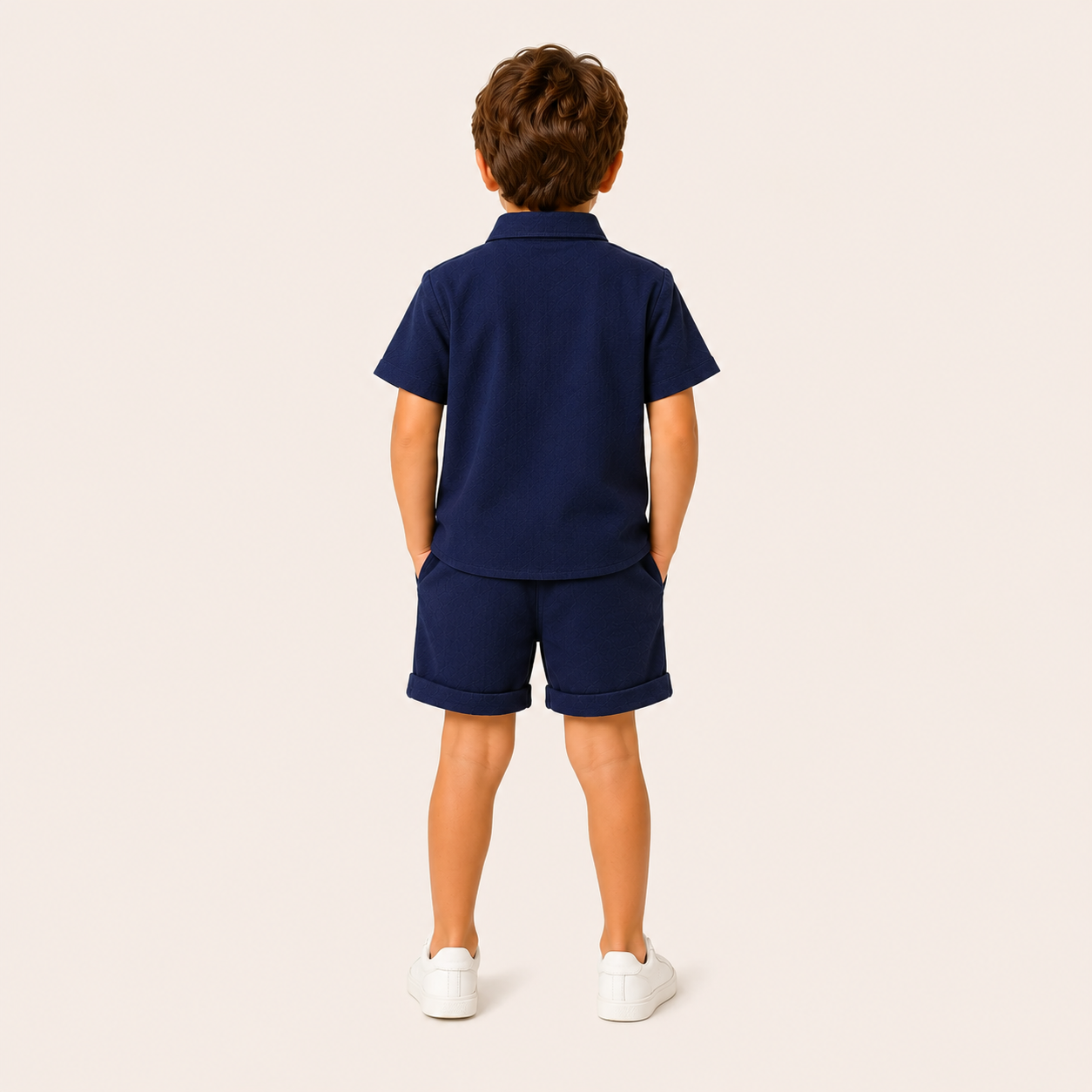 Jongens 2-delige zomerset met katoenen overhemd en shorts – Blauw