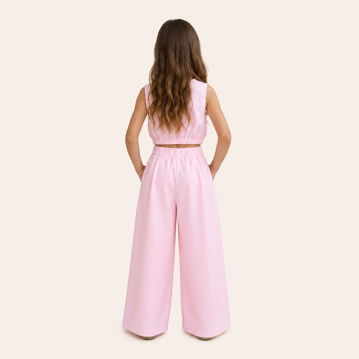 Meisjes 2-delige Zomerset met Crop Top en Wijde Broek