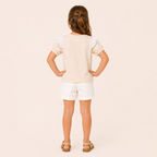 Meisjes T-shirt met Bloemenbordusel en Kanten Rand