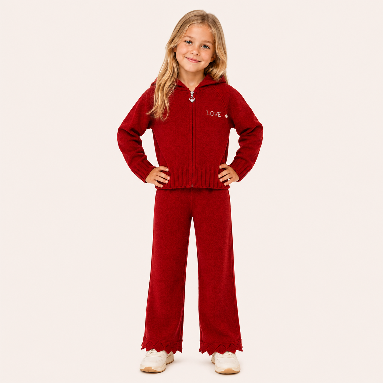 Meisjes Gebreide Trui-Set met Capuchon en Rits | 4 kleuren