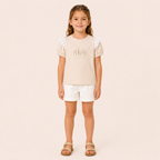 Meisjes T-shirt met Bloemenbordusel en Kanten Rand