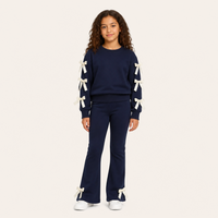 Meisjes Flared Broekset met Strikjes | Marineblauw