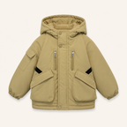Gewatteerde parka met fleece voering - khaki