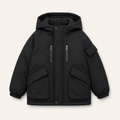 Gewatteerde parka met fleece voering - zwart