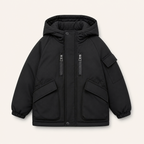 Gewatteerde parka met fleece voering - zwart