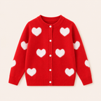 Meisjes Gebreid Vest met Hartjespatroon en Knoopjes | 4 kleuren