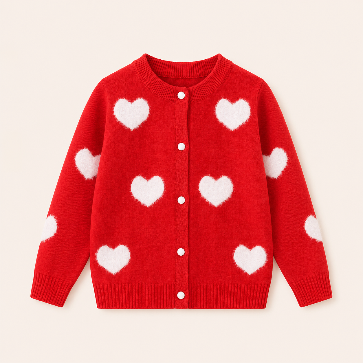Meisjes Gebreid Vest met Hartjespatroon en Knoopjes | 4 kleuren