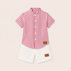 Jongens 2-delige zomerset met gestreept overhemd en shorts |3 kleuren