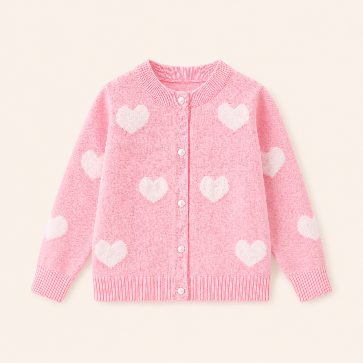 Meisjes Gebreid Vest met Hartjespatroon en Knoopjes | 4 kleuren