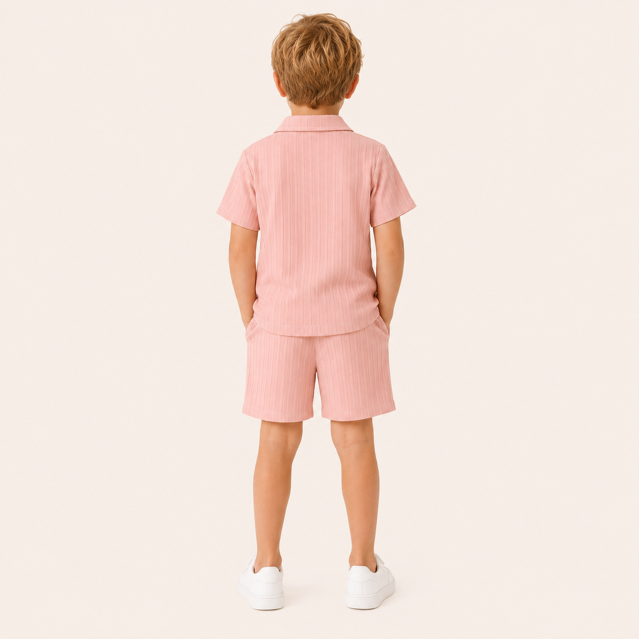 Jongens zomer outfit – 2-delige set met structuur shirt en short