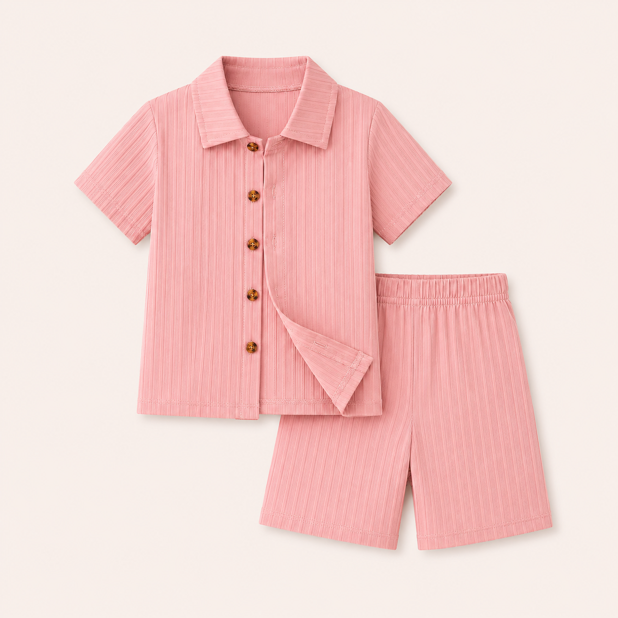 Jongens zomer outfit – 2-delige set met structuur shirt en short