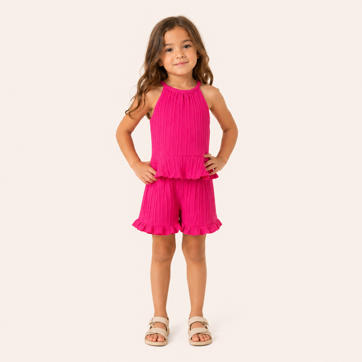 Meisje 2-delige Ruffle Zomerset – Roze
