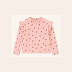 Meisjes Geribde Top met Ruche Schouders - Roze Kersen