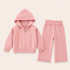 Meisjes Gebreide Trui-Set met Capuchon en Rits | 4 kleuren