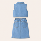 Denim Gilet met Rok Set voor Meisjes