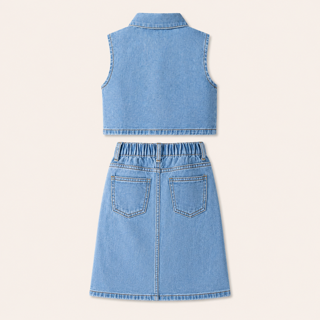 Denim Gilet met Rok Set voor Meisjes