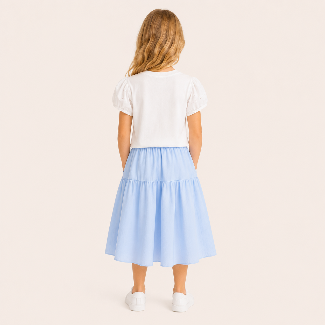 Meisjes 2-delige zomerset met bloemenprint top en wijde rok / 3 kleuren