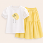 Meisjes 2-delige zomerset met bloemenprint top en wijde rok / 3 kleuren