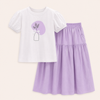 Meisjes 2-delige zomerset met bloemenprint top en wijde rok / 3 kleuren