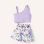 Zomers & Super Schattig - 2 - Delige Meisjes Set met Strik en Bloemshort