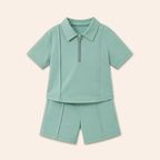 Sportief & Stijlvol - 2-Delige Jongensset met Polo Rits & Short