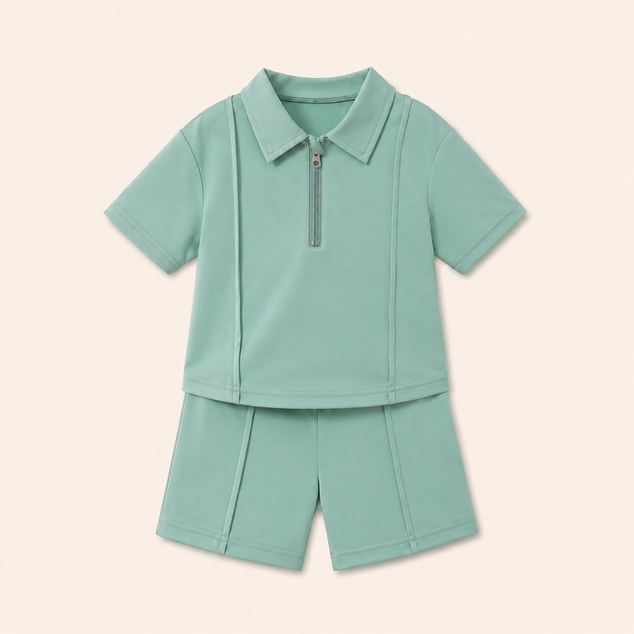 Sportief & Stijlvol - 2-Delige Jongensset met Polo Rits & Short