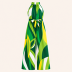 Jumpsuit met Tropische Print en Halternek