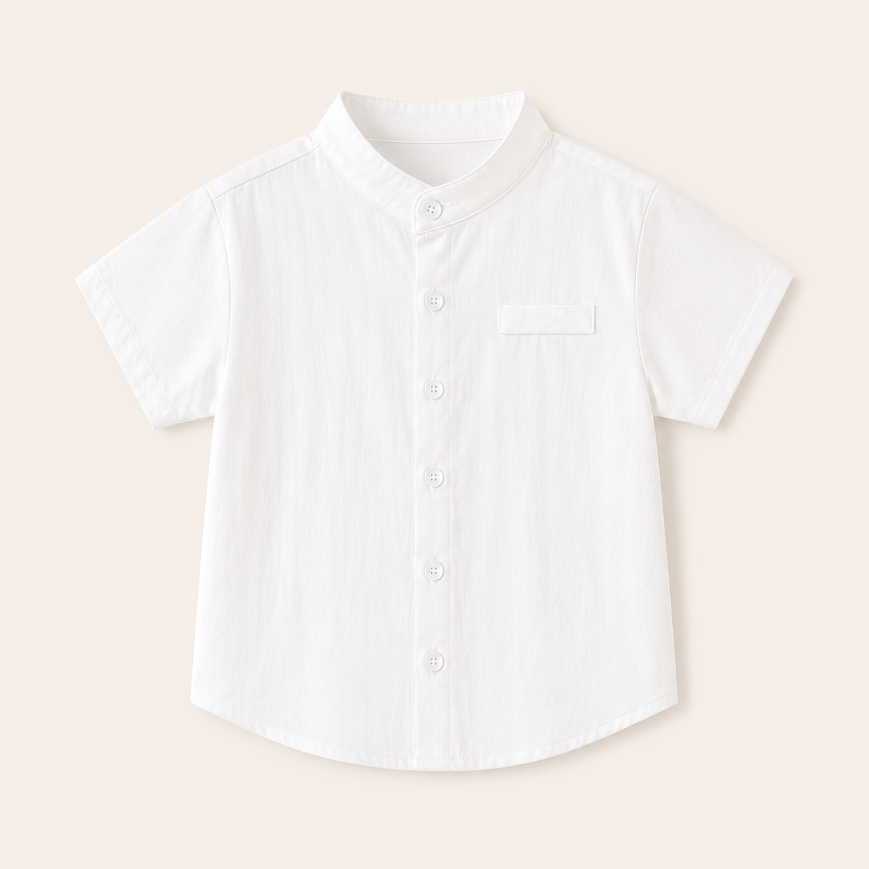 Katoenen Jongensoverhemd met Staande Kraag - 4 Kleuren