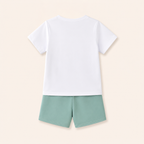 Jongens zomerset 2-delig – kleurblok t-shirt met mintgroene shorts