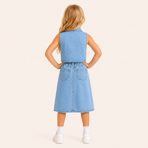 Denim Gilet met Rok Set voor Meisjes