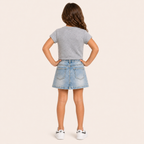 Meisjes set grijs 2-delig – top met strass steentjes & short