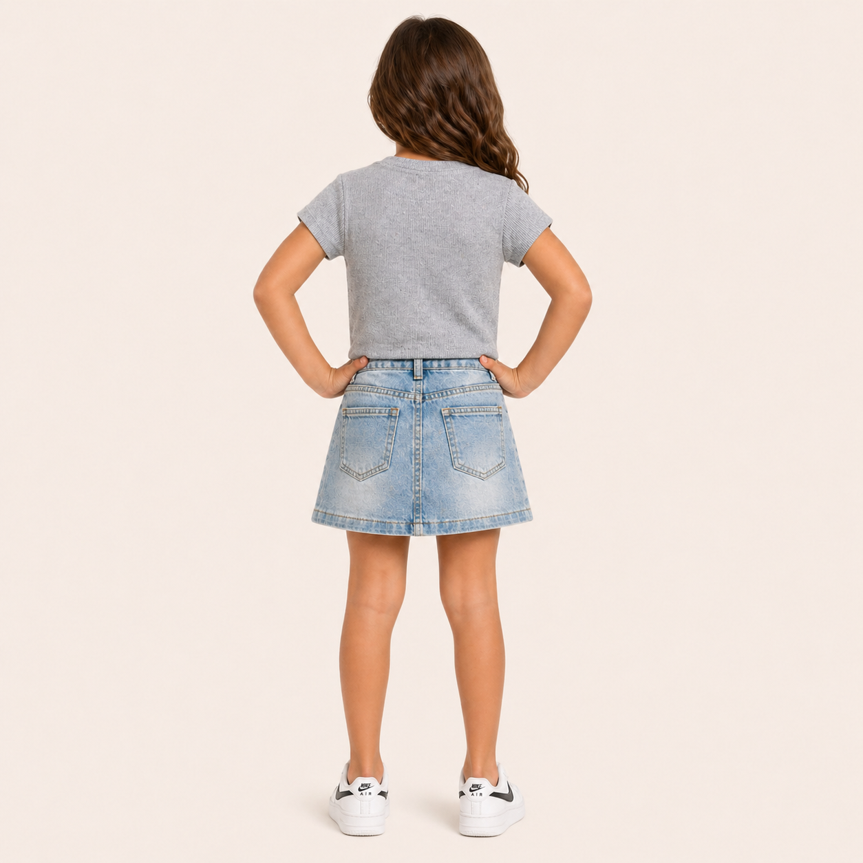 Meisjes set grijs 2-delig – top met strass steentjes & short