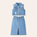 Denim Gilet met Rok Set voor Meisjes