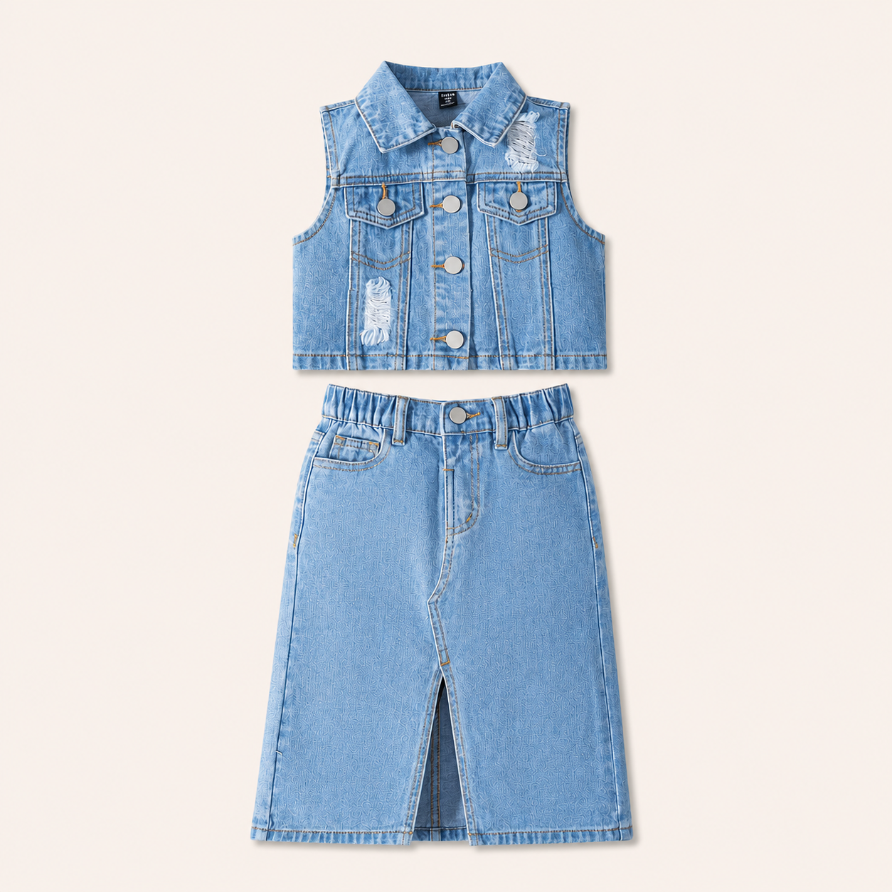 Denim Gilet met Rok Set voor Meisjes