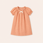 Jurk met wafelprint en Strikdetail