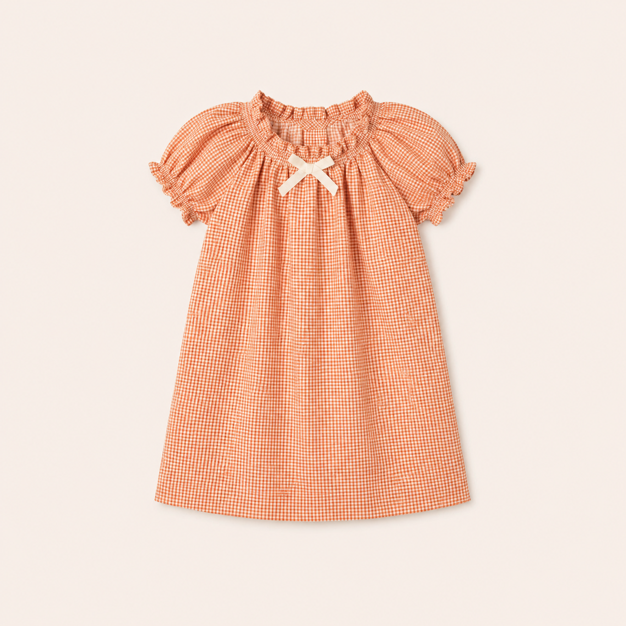 Jurk met wafelprint en Strikdetail