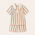 Jongens 2-delige Gestreepte Polo Zomerset met Wafelstructuur | Khaki
