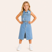 Meisjes 2-delige denim set met gilet en rok | 3 kleuren