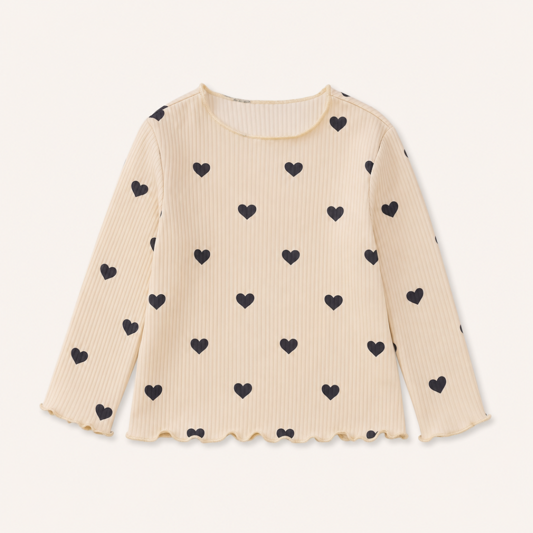 Meisjes Longsleeve Beige met Kleine Hartjes - packshot