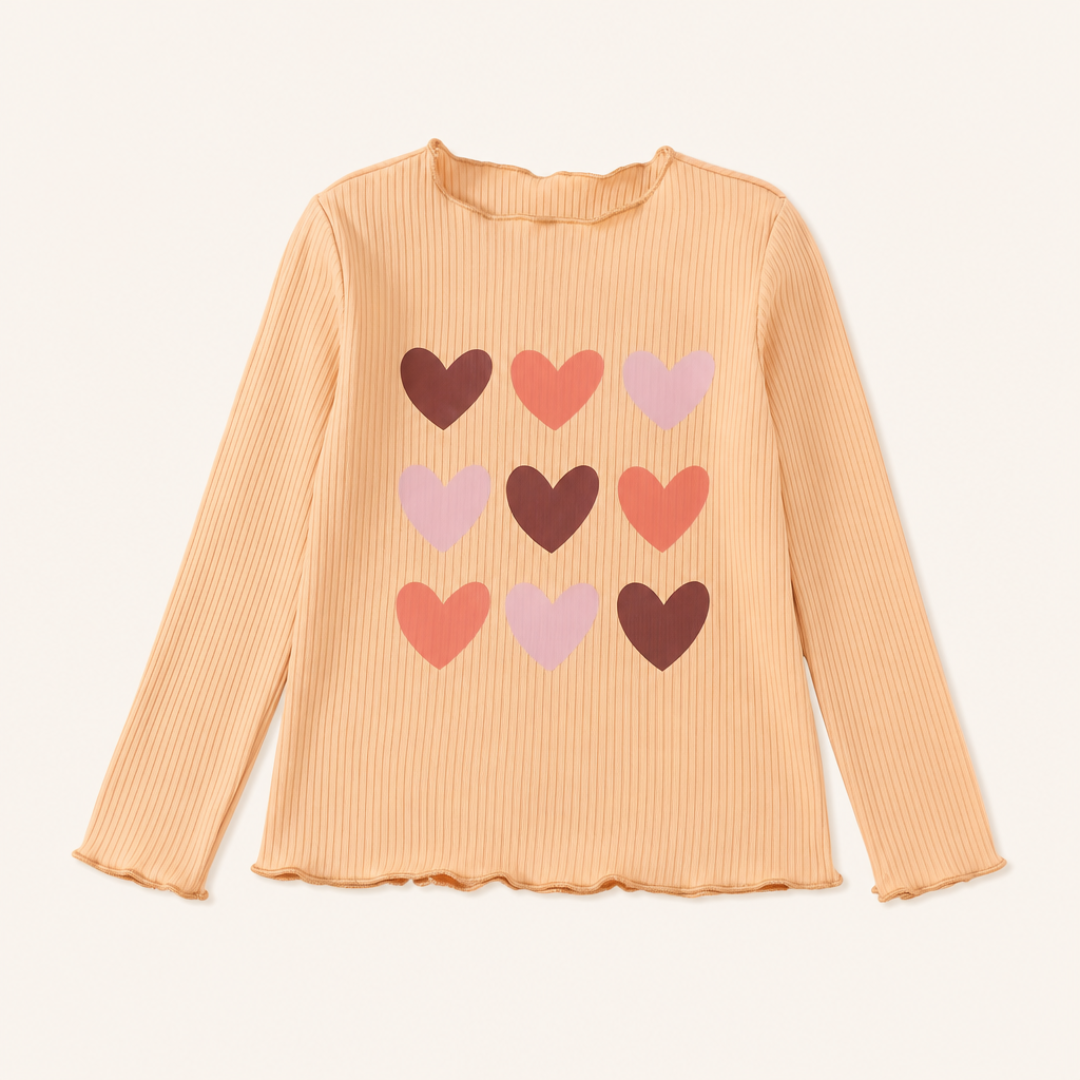 Meisjes Longsleeve Beige met Hartjes - packshot