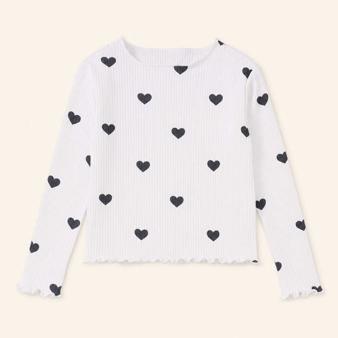 Meisjes Longsleeve Wit met Hartjes - packshot