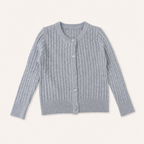 Meisjes Kabelgebreid Vest met Ronde Hals - Grijs