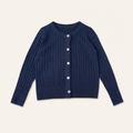 Meisjes Kabelgebreid Vest met Ronde Hals - Marineblauw