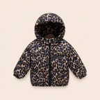 Meisjes Gewatteerde Jas met Luipaardprint en Fleece Voering