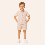 Jongens zomerset 2-delig – katoenen overhemd met shorts in meerdere kleuren